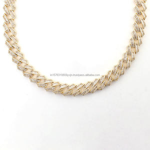 Cadena Cubana con Corte de Diamante Moissanite de Fabricación India para Uso Diario, Estilo Urbano o Fiestas, Disponible en Grandes Cantidades - Product Image 1