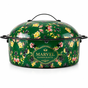 หม้อสแตนเลสหุ้มฉนวนลายดอกไม้สีเขียว Marvel Handicrafts พร้อมฝาปิด สำหรับอุ่นอาหารในช่วงเทศกาลอีดและรอมฎอน - Product Image 1