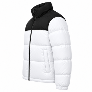 Veste d'hiver matelassée à capuche pour homme en toile résistante à l'eau avec logo personnalisé sur le devant, manteau décontracté chaud pour l'extérieur à col montant - Product Image 4
