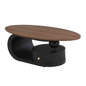 Set di 2 Tavolini da Caffè Ovali di Lusso Neri con Vano Portaoggetti per Soggiorno, Tavolino da Cocktail - Product Image 5