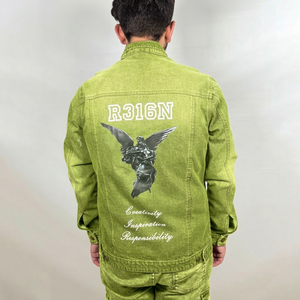 Veste en jean personnalisée pour hommes, respirante, tendance, style streetwear, service OEM, veste en jean unie teinte pour homme - Product Image 3