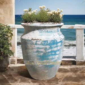 AN139H90TSA Art-home Céramique Mini Jardin Paysage Accessoires Décoratifs Atlantis Teal Galvanisé Pots de Fleurs en Argile Moderne - Product Image 1