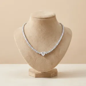 Collar de Diamantes Sintéticos Cultivados en Laboratorio con Corte Corazón, Certificado IGI, Chapado en Oro, Joyería de Lujo para Mujer, Estilo Hip Hop, Color D - Product Image 1