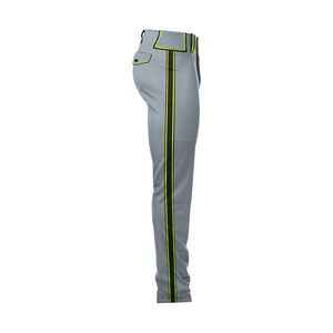 Pantalon de baseball pour adulte, couleur gris, bas ouvert, côtés rayés, longueur intégrale, 100% polyester, pantalon de baseball pour homme et jeune. - Product Image 4
