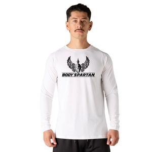 Men's <b>White</b> Long Sleeve T Shirt Soft Cotton Crew Neck Casual Sportswear Training Fitness Lifestyle Fashion Top - Product Image 1