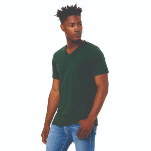 เสื้อยืดคอวีสีเขียวป่า รุ่น Forest Green Essential สำหรับทุกเพศ - ผ้าฝ้าย Airlume 100%, น้ำหนัก 4.2 ออนซ์, 32 เส้นด้ายเดี่ยว - Product Image 2