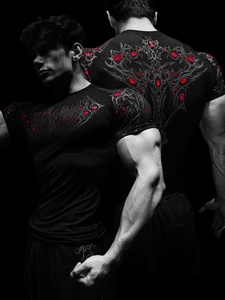 Custom Men Cyber Sigilism Rash Guard T <b>Shirt</b> Slim Fit Gothic Sublimation Graphic <b>Compression</b> <b>Shirt</b> - Product Image 3