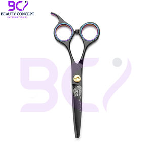 Meilleur fournisseur avec logo personnalisé, qualité supérieure, nouvelle arrivée, ciseaux de coiffure pour barbier avec pivot doré et anneaux arc-en-ciel - Product Image 2