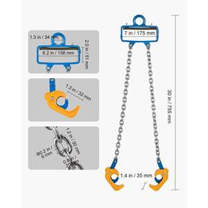 G80 Chain Drum Lifter 2200LBS Capacity <b>Security</b> Hook for Carbon Steel Barrel Plastic Metal Drums Handling <b>Equipment</b> Compatible - Product Image 2