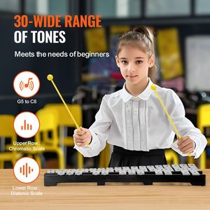 Kit professionnel de xylophone Glockenspiel à 30 notes avec mallettes pour instruments de percussion, baguettes de batterie et sac de transport pour enfants - Product Image 3