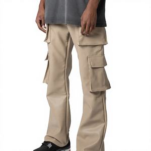 Pantalon cargo kaki pour homme, taille élastique, plusieurs poches, style décontracté, coupe droite, en toile respirante, idéal pour le printemps - Product Image 2