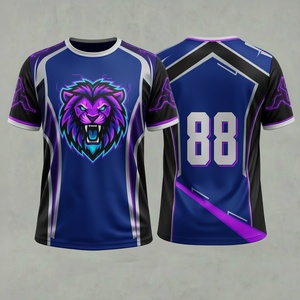 Camiseta Deportiva Unisex de Manga Corta, Poliéster, Diseño de León Sublimado, Estampado Animal, Corte Ajustado - Product Image 1