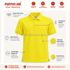 Camiseta Polo Amarilla de Manga Corta para Niños Puppetnx de la Mejor Calidad, Mezcla de Poliéster/Algodón, Uniformes Escolares - Product Image 6