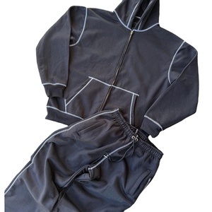 ชุดวอร์มซิปแบบยูนิเซ็กซ์สำหรับฤดูหนาว ผ้าฝ้าย 100% แบบเรียบง่าย สวมใส่สบาย แห้งเร็ว ระบายอากาศได้ดี ผ้าฟลีซ ชุดเซ็ตเต็มตัวพร้อมฮู้ด - Product Image 1