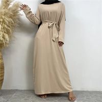 Mütevazı Günlük Nefes Alabilen Çevre Dostu Düz Dokuma Şifon Abaya Ramazan Müslüman Kadınlar İçin Tesettür Elbise %100 Pamuk Bol Kesim