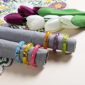 Modern Resin Napkin Rings <b>Set</b> Colorful Ring Shape Table Decor Party Accessories Durable Width - Product Image 5