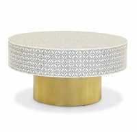 Vente chaude Motif Floral Hexagone Incrustation D'os Table Basse Ronde Incrustation D'os Table Centrale Incrustation D'os Salon Table D'appoint