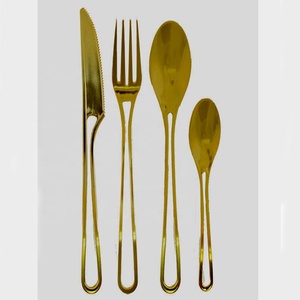 Juego de cubiertos de lujo con mango de acero inoxidable para restaurante de oro pulido a la venta - Product Image 4
