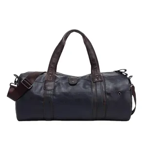 Sac de voyage de luxe en cuir marron foncé pour homme, sac de week-end classique robuste, best-seller - Product Image 3