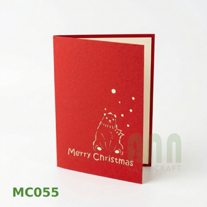 ANN HANDICRAFT Carte de vœux de Noël 3D pop-up en forme d'ours, faite à la main, imprimée en 4 couleurs, découpée au laser, durable, élégante, en papier, sur mesure - Product Image 6