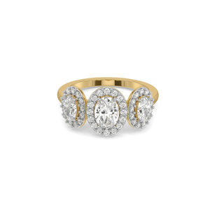 Classic Yellow Gold Diamond Engagement <b>Ring</b> Round Brilliant Cut Pave Setting Women's Fine Jewelry - Product Image 1
