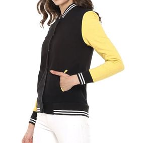 Chaqueta Varsity Ligera para Mujer, Estilo Urbano, con Bloques de Color, Tejido de Algodón, Cuello Alto, Manga Larga, Prenda Exterior de Invierno - Product Image 2