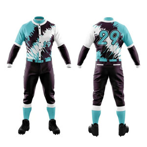 Maillot de baseball personnalisé pour homme, impression par sublimation, polyester respirant, taille adulte, ensemble uniforme numéroté 29 - Product Image 1