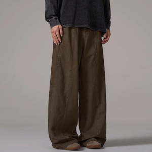 Men <b>Hip</b> Hop Style Wide Leg Baggy Jeans Casual Washed Denim Streetwear Fashion Trousers - Product Image 3
