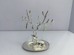 Support à bijoux moderne en métal gravé, porte-bagues, présentoir en laiton, organisateur en forme d'arbre, pour colliers et boucles d'oreilles, décoration de comptoir WB Inc - Product Image 1