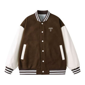 Veste de baseball en cuir universitaire de qualité supérieure la plus vendue pour hommes Conception de logo personnalisé avec col montant Service OEM/ODM accepté - Product Image 3
