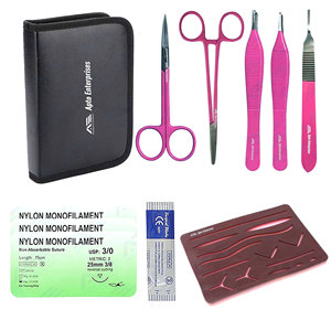 Kit Completo de Práctica de Sutura con Estuche, Kit de Entrenamiento de Sutura de Piel Médica con Almohadilla de Sutura e Instrumentos Médicos - Product Image 1