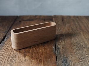 Elegant Wooden Business Card Holder | <b>Solid</b> <b>Wood</b> <b>Desk</b> Accessory | Office Supplies - Product Image 2