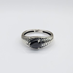 925 <b>Silver</b> Retro Teardrop Black Onyx <b>Ring</b> Gothic Punk Style Jewelry Men's Oxidized <b>Statement</b> Band Supply - Product Image 2