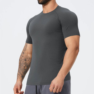 Camiseta Deportiva de Compresión de Manga Corta para Hombre, Corte Ajustado, Color Sólido, Secado Rápido, Cuello Redondo, Tejido de Punto - Product Image 4