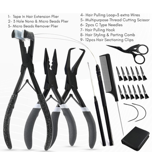 Hair Extensions Tools Hair Extension <b>Pliers</b> <b>Sets</b> Kit Stainless Steel Pro Long Angle Itip Professional <b>Pliers</b> for Commercial - Product Image 2