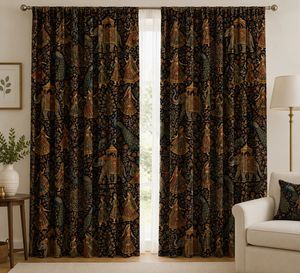 Decorative Jaipur Garden Velvet Or Blackout Curtain Each Panel Premium Art Nouveau <b>Window</b> Drapes Energy Saving Thermal Insulated - Product Image 4