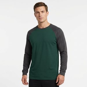 Camiseta de Manga Raglán para Hombre, Cuello Redondo, Estampado Gráfico, Ribete en Contraste, Tejido Casual, 100% Algodón, Corte Regular, 220 Gramos, Antiarrugas - Product Image 2