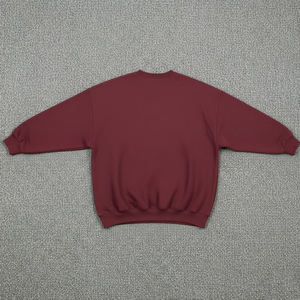Sweat-shirt col rond streetwear grande taille pour femme, couleur bordeaux uni, en molleton de coton oversize, effet délavé, type pull à capuche et sweat-shirt - Product Image 2