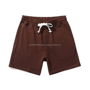 Short d'été basique cinq quarts pour hommes, taille moyenne, en coton léger de couleur unie avec logo personnalisable OEM - Product Image 1