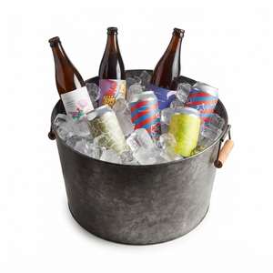 <b>Large</b> Oval Galvanized Wine Tub With Handles Metal Beverage Cooler Bucket For Wedding Parties <b>BBQ</b> Events and Outdoor Beer - Product Image 5