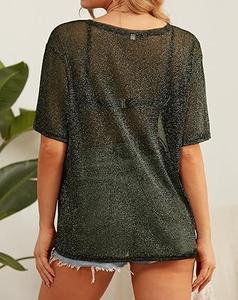 Camiseta de malla transparente para mujer, sexy, de media manga, para discoteca, para bailarina, camiseta sexy de malla para hombre, para fiesta - Product Image 4