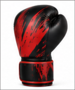 ถุงมือชกมวยสีดำแดง ถุงมือฝึกมวยไทย หนัง PU สำหรับฝึกซ้อมต่อสู้ในยิม - Product Image 4