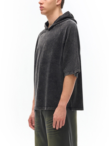 Camiseta de Mezclilla Oversize para Hombre, Manga Corta, Color Sólido, Estilo Urbano, Tejido de Algodón Transpirable, Anti-Pilling, 240g - Product Image 5