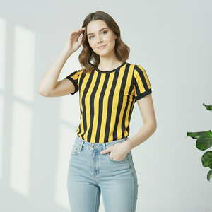 <b>Yellow</b> Black Eco-Friendly Breathable <b>T</b>-<b>Shirt</b> Looks Beautiful Outfit Premium Quality Cotton Fabric Half Sleeves Women's Wholesale - Product Image 2