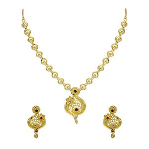 Ensemble de colliers en or rempli de 14K, 18K, 24K avec pierres AD et rubis, design traditionnel, vente en gros - Product Image 4