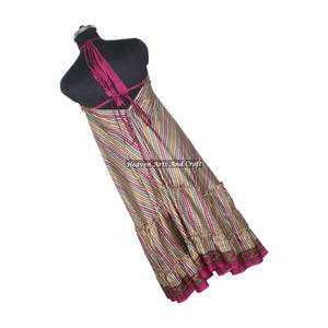 Vestido Sari de Seda Vintage Bohemio para Mujer, Estilo Bohemio, Sin Mangas, Largo, Tradicional, Sencillo, Elegante - Product Image 5
