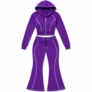 Ensemble de survêtement d'hiver personnalisé pour femmes, survêtement en polaire épais pour femmes, pour les marques de vêtements américaines, approvisionnement en gros - Product Image 5