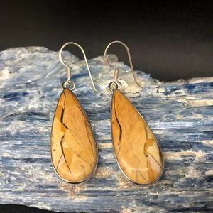 ต่างหูหยดน้ำหยาสเปอร์ เงินแท้ 925 ชุบทอง ทำมือ ขนาด 2.25 นิ้ว พลอยธรรมชาติ ของขวัญสำหรับผู้หญิง สำหรับงานปาร์ตี้ - Product Image 1