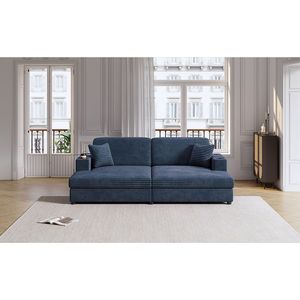 Divano letto componibile oversize in velluto a coste da 220 cm con due porte USB, due portabicchieri e due tasche portaoggetti - Product Image 3
