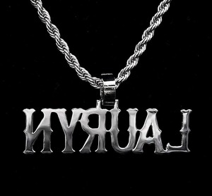 Lauryn <b>Name</b> Pendant 925 Silver Rhodium Plated Letter Charm Hiphop Style Unisex Jewelry with Claw Setting for Party Occasions - Product Image 3